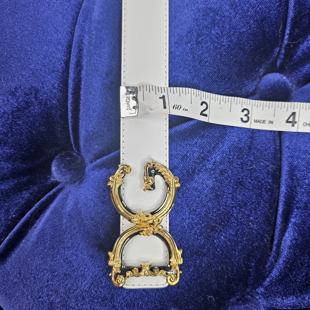 DOLCE & GABBANA Baroque Logo Leather Belt In White Calf Leather - Picture 6 of 13